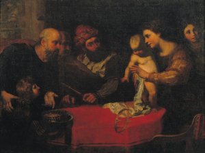 The Child Moses Throws down Pharaoh's Crown by Orazio De Ferrari Oil Painting