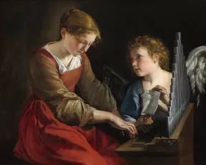 Saint Cecilia and an Angel by Orazio Gentileschi Oil Painting