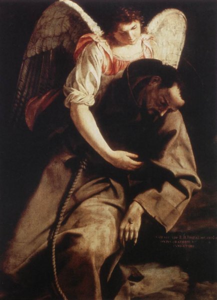 Main Product Photo of St Francis and the Angel Painting by Orazio Gentileschi