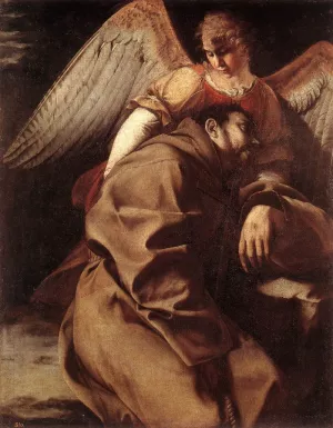 St Francis Supported by an Angel Oil painting by Orazio Gentileschi