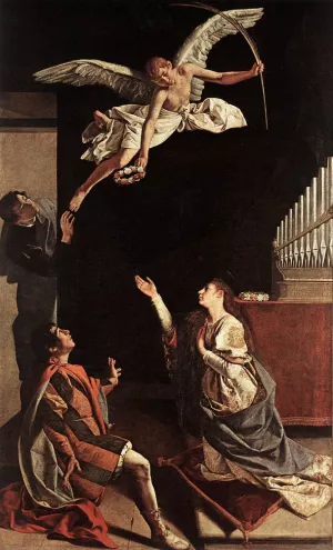 Sts Cecilia, Valerianus and Tiburtius by Orazio Gentileschi - Oil Painting Reproduction