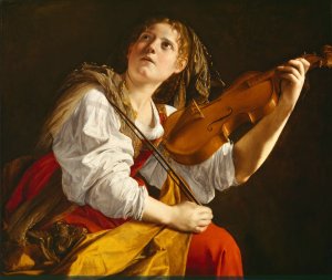 Young Woman With A Violin by Orazio Gentileschi Oil Painting