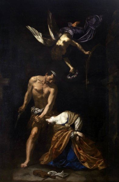 Martyrdom of St. Cecilia  by Orazio Riminaldi - Hand-Painted Oil Painting Reproduction
