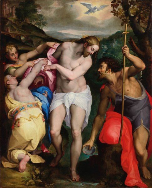 The Baptism of Christ by Orazio Samacchini - Hand-Painted Oil Painting Reproduction