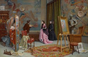 La seance interrompue by Oreste Cortazzo Oil Painting