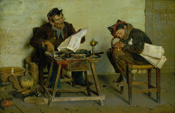 A Political Cobbler  by Orfeo Orfei - Hand-Painted Oil Painting Reproduction