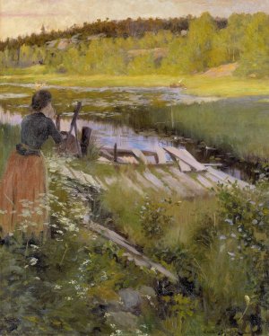 By the Lake. View from Balingsta by Oscar Bjorck Oil Painting