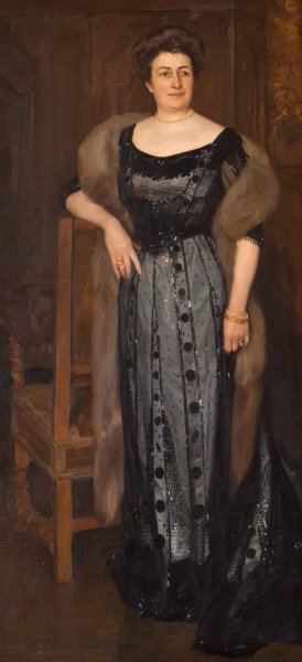 Portrait of Mrs. Alice Thiel by Oscar Bjorck Oil Painting