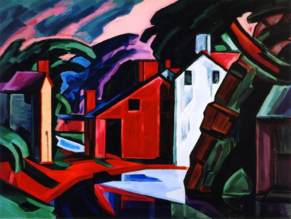 Main Product Photo of Charaacter of a County in Pennsylvania Lehenenburg Painting by Oscar Bluemner