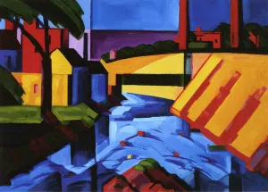 Evening Tones also known as Bronx River at Mr. Vernon by Oscar Bluemner - Oil Painting Reproduction