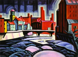 Expression of a Silktown, New Jersey Paterson Centre Oil painting by Oscar Bluemner