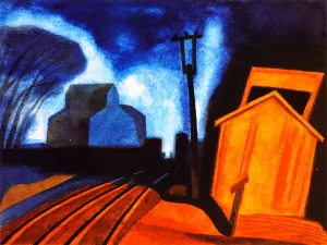 Flag Station, Elizabeth, New Jersey painting by Oscar Bluemner