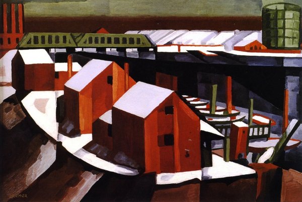 Main Product Photo of Hackensack River Painting by Oscar Bluemner