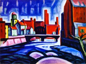 Impression of a Silktown, New Jersey Patterson Centre by Oscar Bluemner - Oil Painting Reproduction