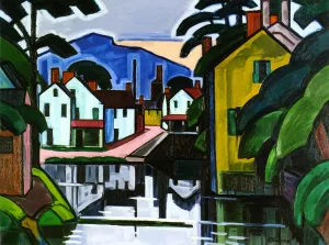 Meditation in a Town, New Jersey Stanhope Oil painting by Oscar Bluemner