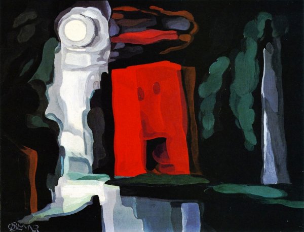 Main Product Photo of Moon-Night Mood Painting by Oscar Bluemner