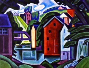 Motive of Space and Form - A New Jersey Village Montville painting by Oscar Bluemner