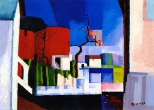 Old Canal, Red and Blue by Oscar Bluemner Oil Painting