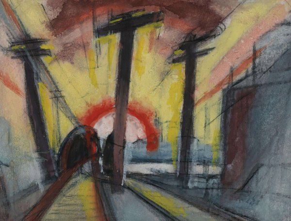 Railroad Tracks  by Oscar Bluemner - Hand-Painted Oil Painting Reproduction