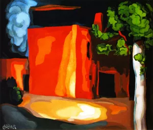 Red House, New Jersey Oil painting by Oscar Bluemner
