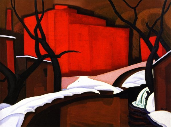 Main Product Photo of Red Port in Winter Painting by Oscar Bluemner
