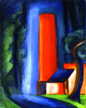 Red Smokestack Oil painting by Oscar Bluemner