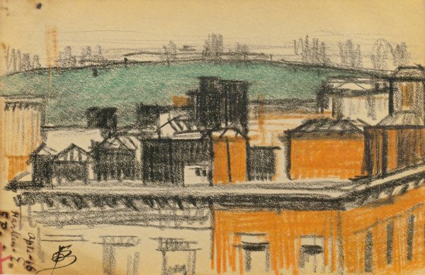 Rooftops, Harlem  by Oscar Bluemner - Hand-Painted Oil Painting Reproduction
