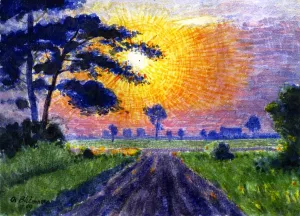 Sunset, Gutenberg by Oscar Bluemner - Oil Painting Reproduction