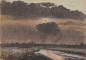 Sunset on the River by Oscar Bluemner Oil Painting