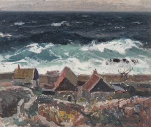 The Sea Near Christianso by Oscar Hullgren Oil Painting