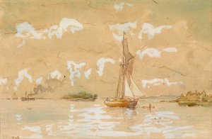 Sea landscape by Oscar Kleineh Oil Painting