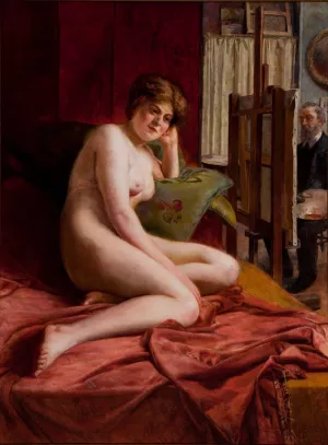 During the Pose by Oscar Pereira Da Silva Oil Painting