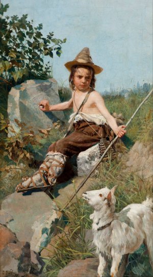 Giotto's Childhood by Oscar Pereira Da Silva Oil Painting