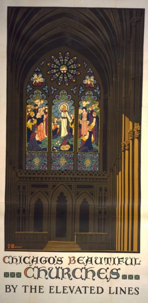 Chicago's beautiful churches by the elevated lines by Oscar Rabe Hanson Oil Painting