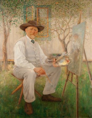 Self Portrait by Oscar Stenvall Oil Painting