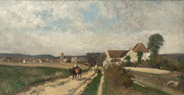 Main Product Photo of Landscape near Grez-sur-Loing Painting by Oscar Torna