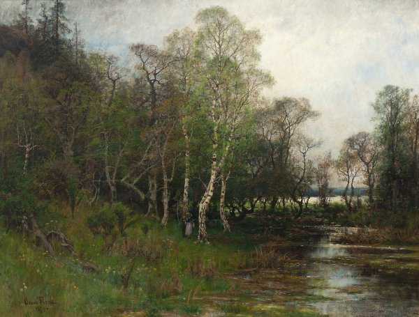 Main Product Photo of Spring Landscape. Motif from Tullinge in SOdermanland  Painting by Oscar Torna