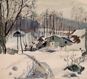 Winterlandschaft in Pressbaum by Oskar Laske Oil Painting