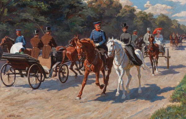 Main Product Photo of Riding Out and Driving on the Promenade  Painting by Oskar Merte