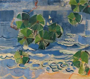 See mit Kiefernast by Oskar Moll Oil Painting