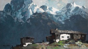 Bergbauernhof by Oskar Mulley Oil Painting