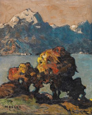 Herbstlicher Blick uber den Gardasee by Oskar Mulley Oil Painting