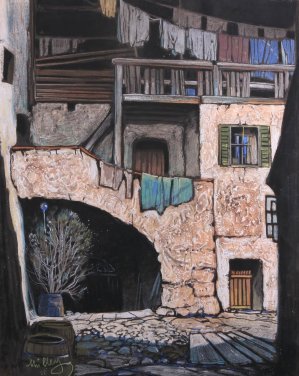 Innenhof by Oskar Mulley Oil Painting