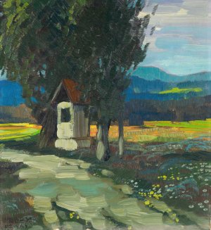 Marterl am Wegesrand by Oskar Mulley Oil Painting