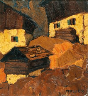 Mountain farm by Oskar Mulley Oil Painting