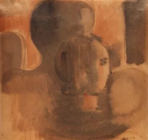 Madchenkopf vor dunkler Figurensilhouette by Oskar Schlemmer Oil Painting