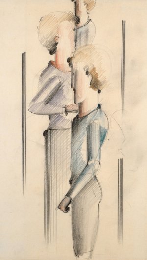 Three Figures by Oskar Schlemmer Oil Painting