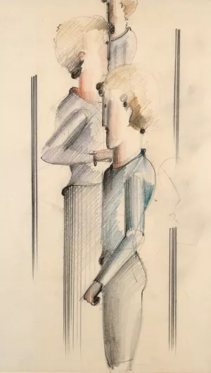 Three Figures by Oskar Schlemmer Oil Painting