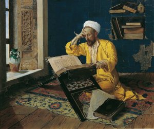 Islamic theologian with Quran by Osman Hamdi Bey Oil Painting
