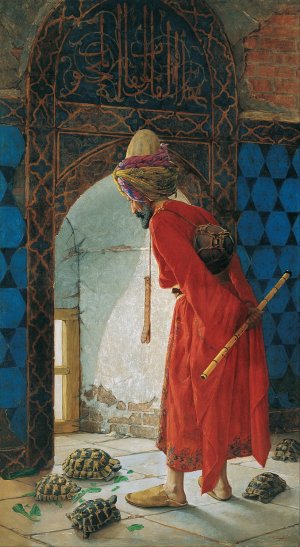 The Tortoise Trainer by Osman Hamdi Bey Oil Painting